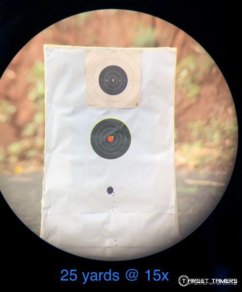 Bullet groupings on paper at target range
