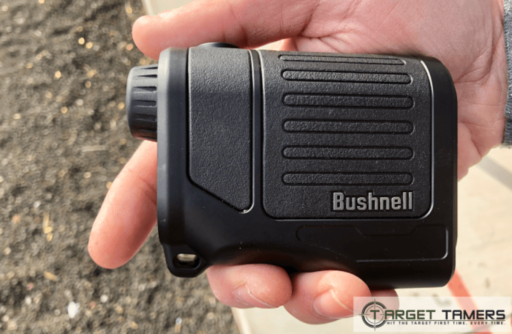 Holding Bushnell Prime Rangefinder in palm of hand
