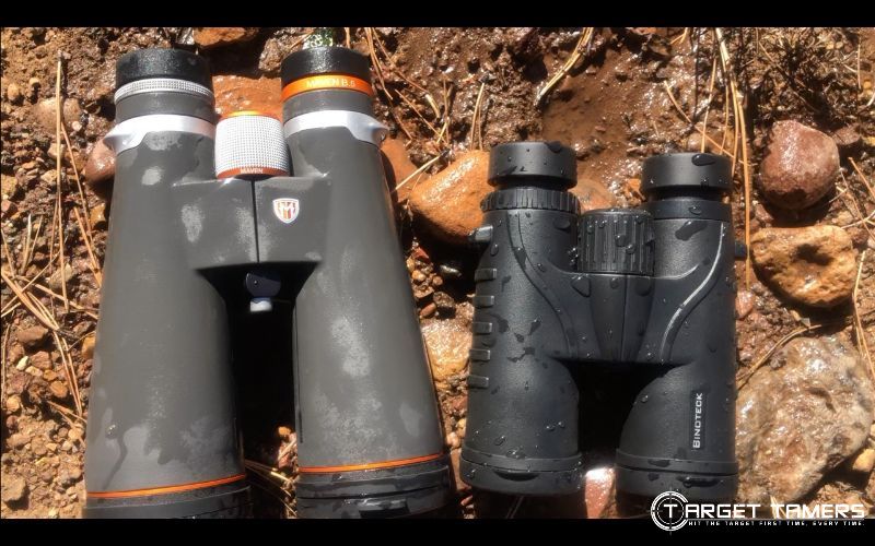 Weatherproofing test on binoculars