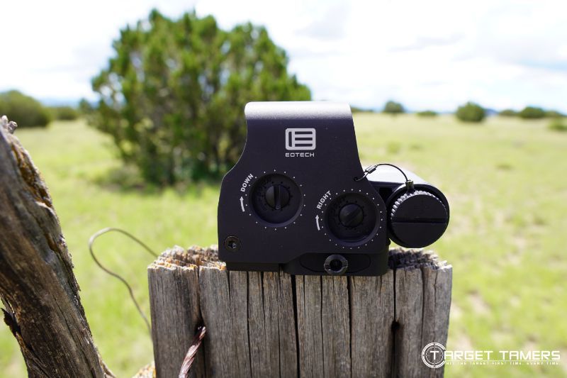 EOTech EXPS3 holographic sight on a fence post