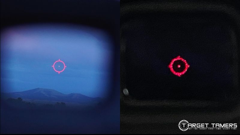 EXPS3 Illuminaation - LEFT focused reticle RIGHT fuzzy reticle both normal for a holographic sight