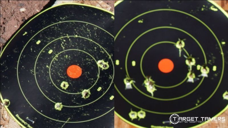 Groups at 25 yards shooting with the DeltaPoint Pro