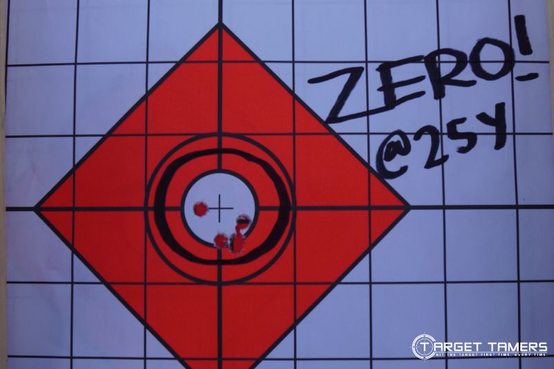 Zeroing a red dot sight at 25 yards
