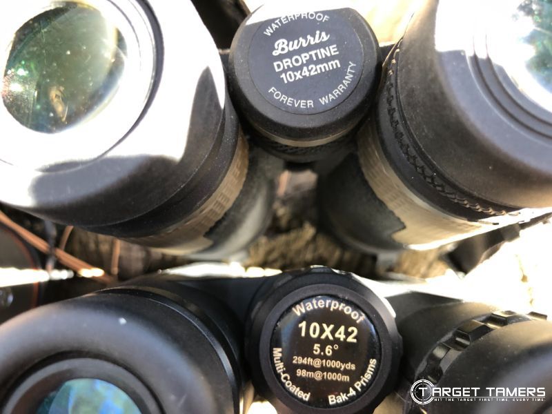 Numbers and specifications printed on binoculars