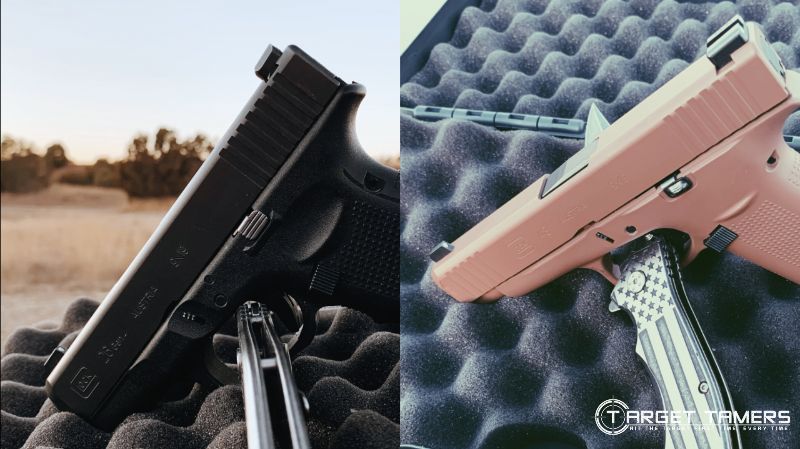 Truglo Tritium Night Sights on Glock 26 (left) and Glock 48 (right)
