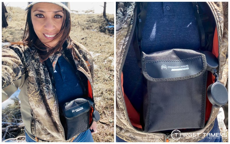 Tina using the carry case in the field