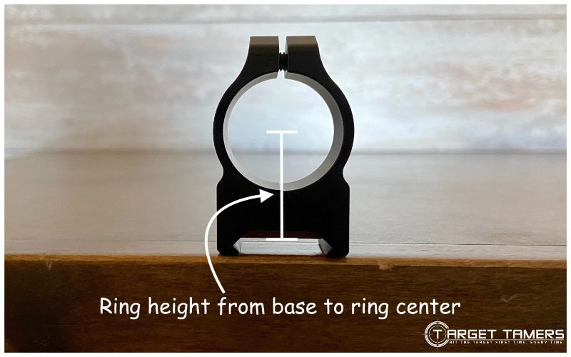 Ring height measured from base to ring center