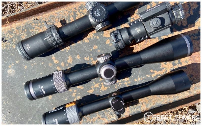 riflescopes and a red dot sight for 270